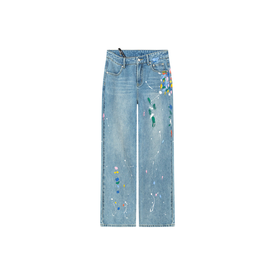 CHUU Colorful Paint Straight Fit Denim Jeans