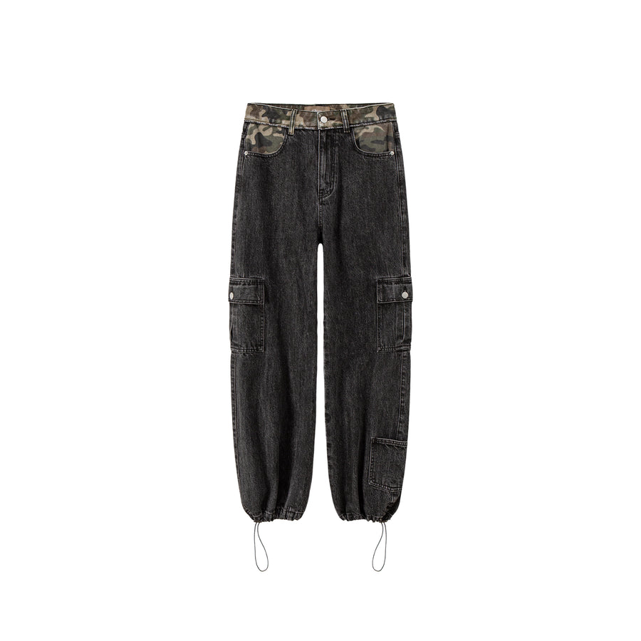 CHUU Winter Roadtrip Cargo String Straight Denim Jeans