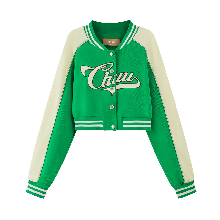 CHUU Joining Forces Crop Baseball Jacket