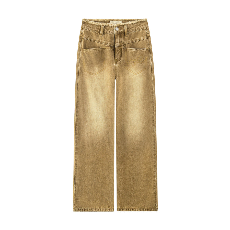 CHUU Straight Washed Jeans