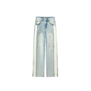 Raw Damaged Straight Wide Jeans