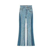Two-Toned Cut Slit Bootcut Jeans