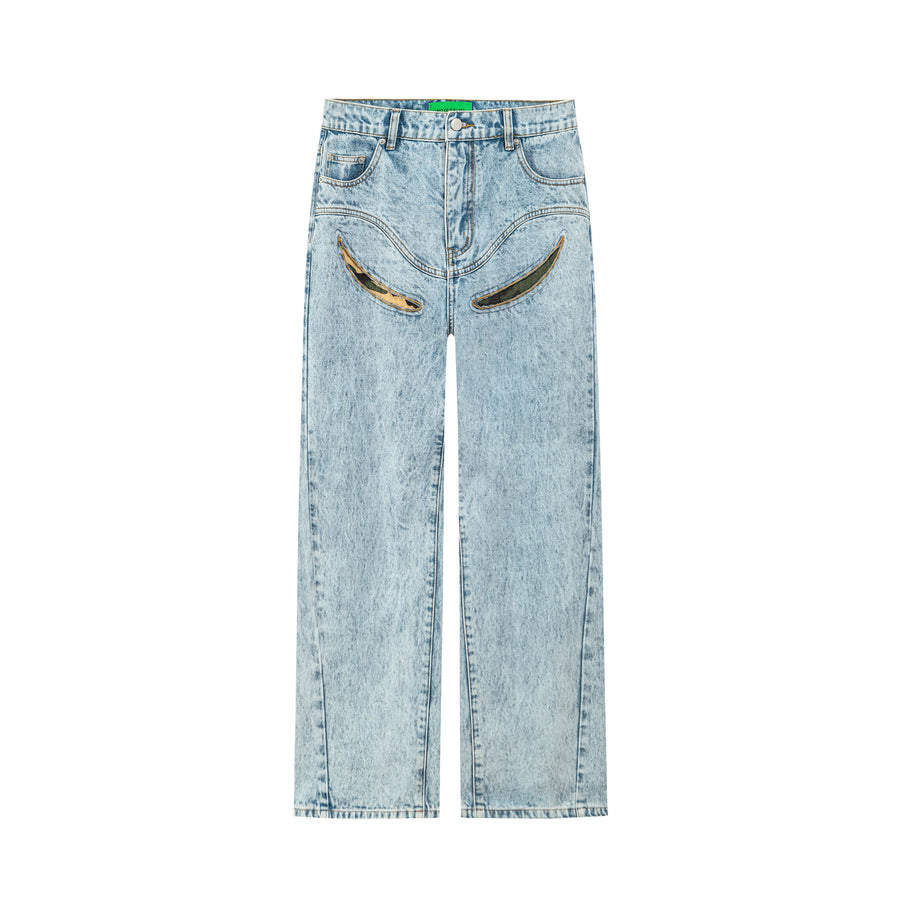 CHUU Front Cameo Detail Straight Jeans