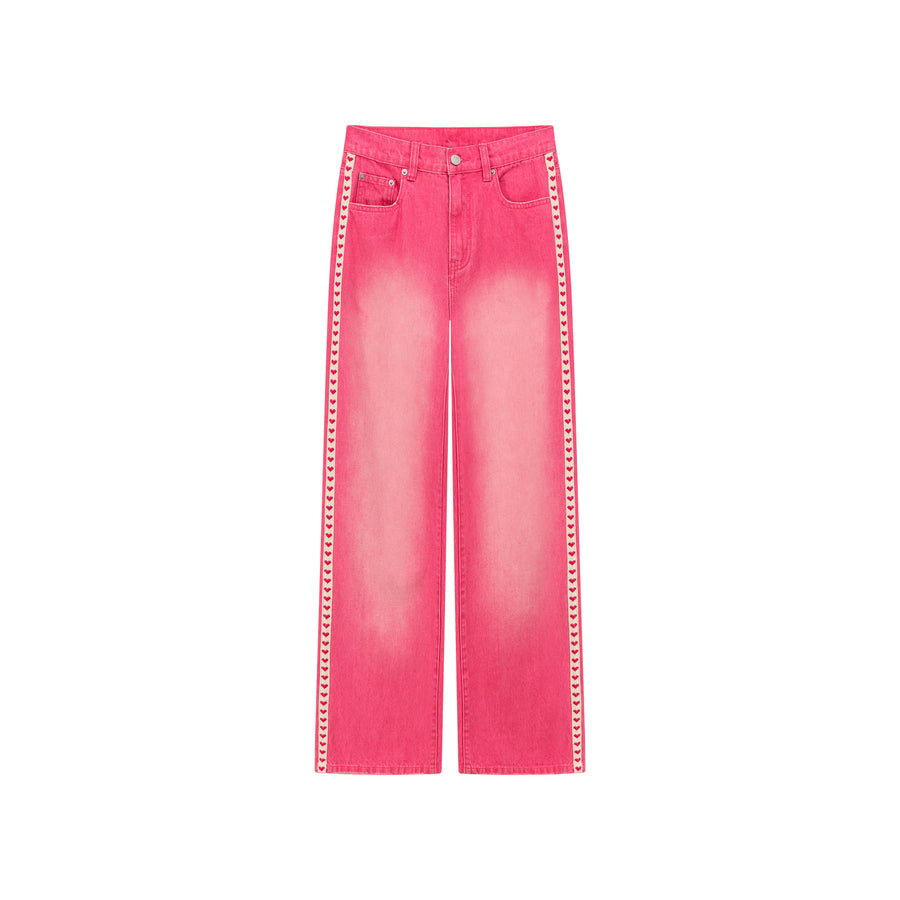CHUU Switch On Heart Straight Denim Jeans