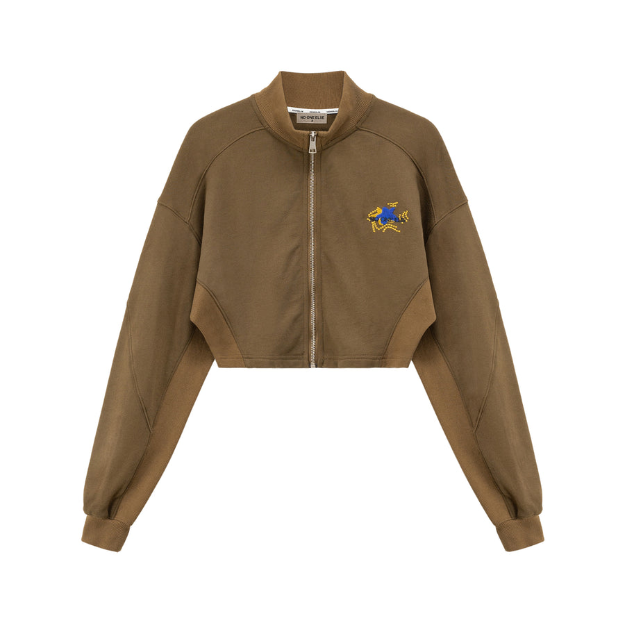 CHUU Star Embroidered Cropped Jacket