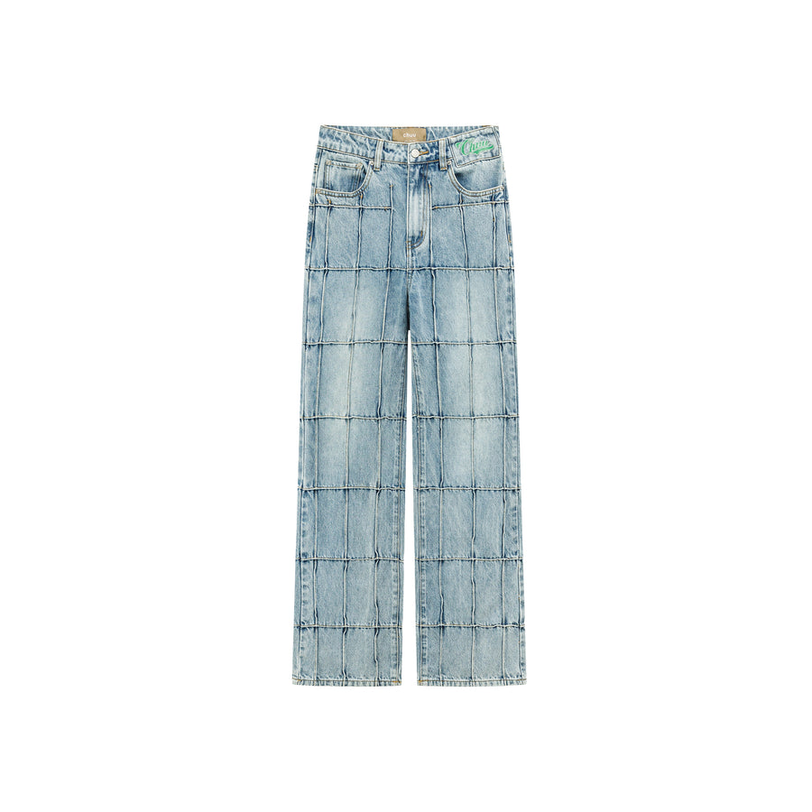 CHUU Squares High-Waisted Wide Jeans
