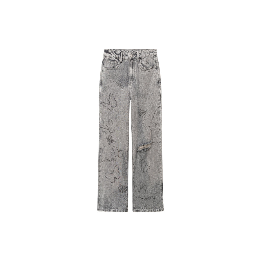 CHUU Distressed Vintage Washed Denim Jeans