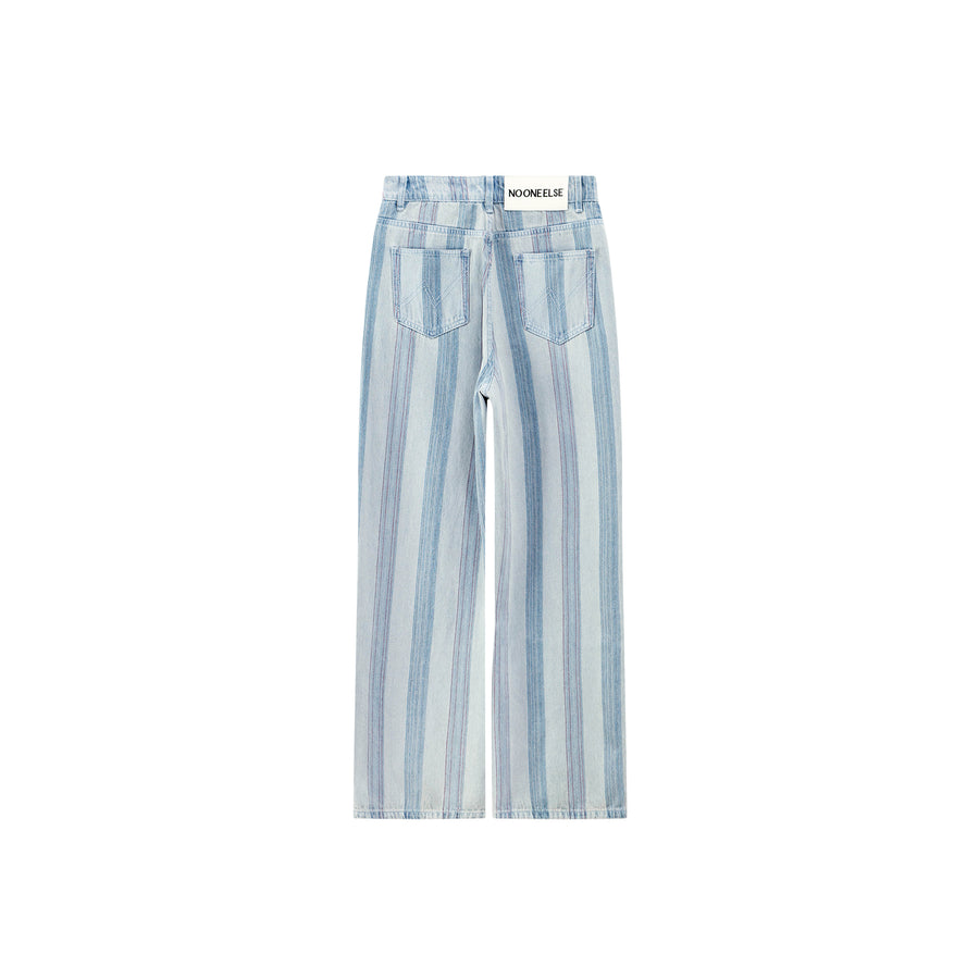CHUU High Waist Stripe Straight Jeans