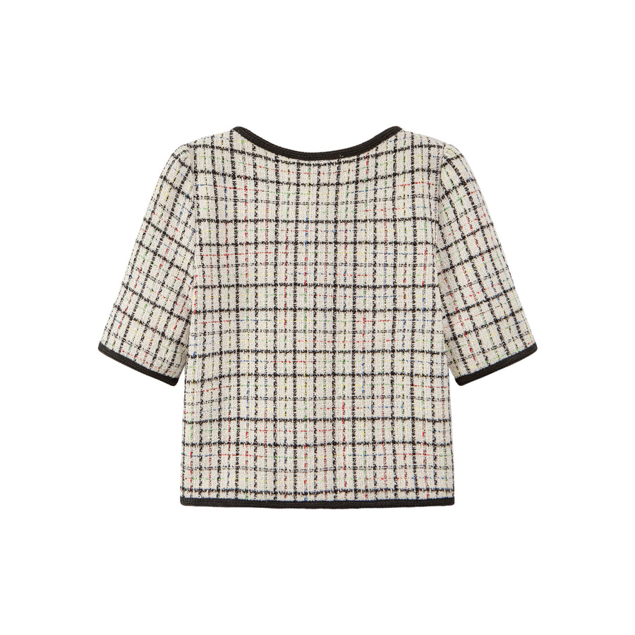 CHUU Plaid V-Neck Tweed Jacket