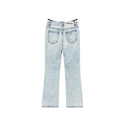 Unbalanced Hem Distressed Denim Jeans