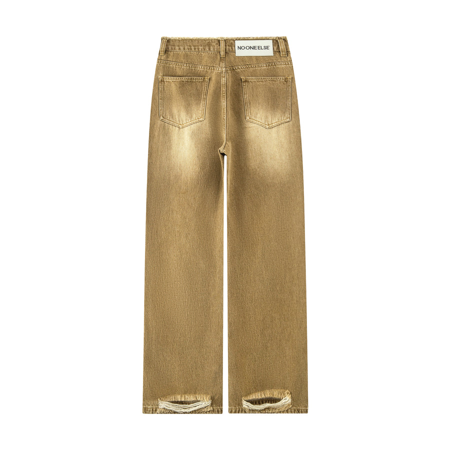 CHUU Straight Washed Jeans