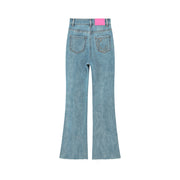 Two-Toned Cut Slit Bootcut Jeans