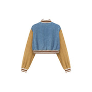 Color Matching Varsity Cropped Jacket