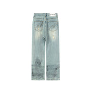 Graffiti Damaged Wide Jeans