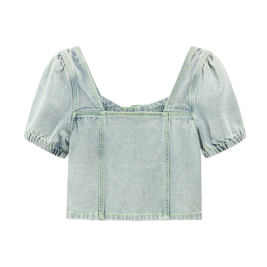 CHUU Puff Sleeve Denim Jacket