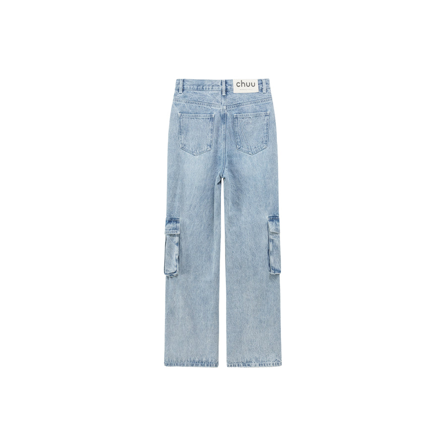 CHUU String Pocket Wide Denim Jeans