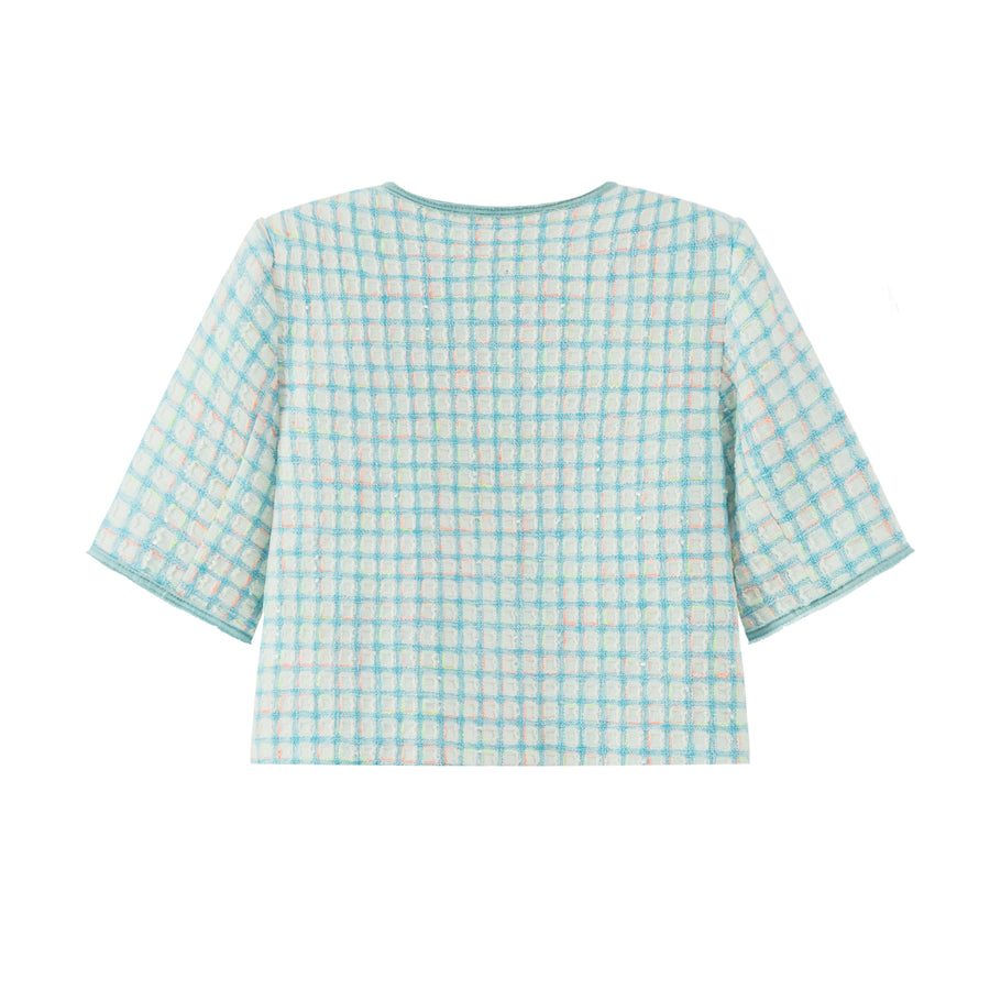 CHUU Short Sleeve Check Tweed Jacket