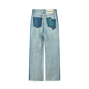 Bicolor Damaged Sstraight Jeans