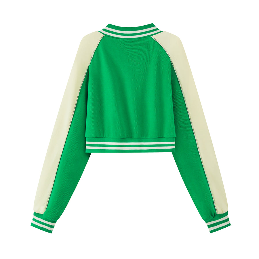 CHUU Joining Forces Crop Baseball Jacket