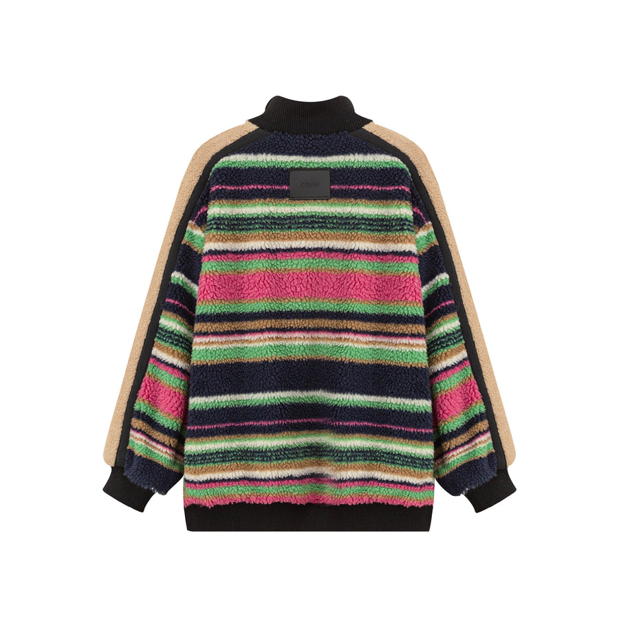 CHUU I See The Light Striped Fleece Overfit Jacket