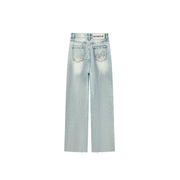 Raw Damaged Straight Wide Jeans