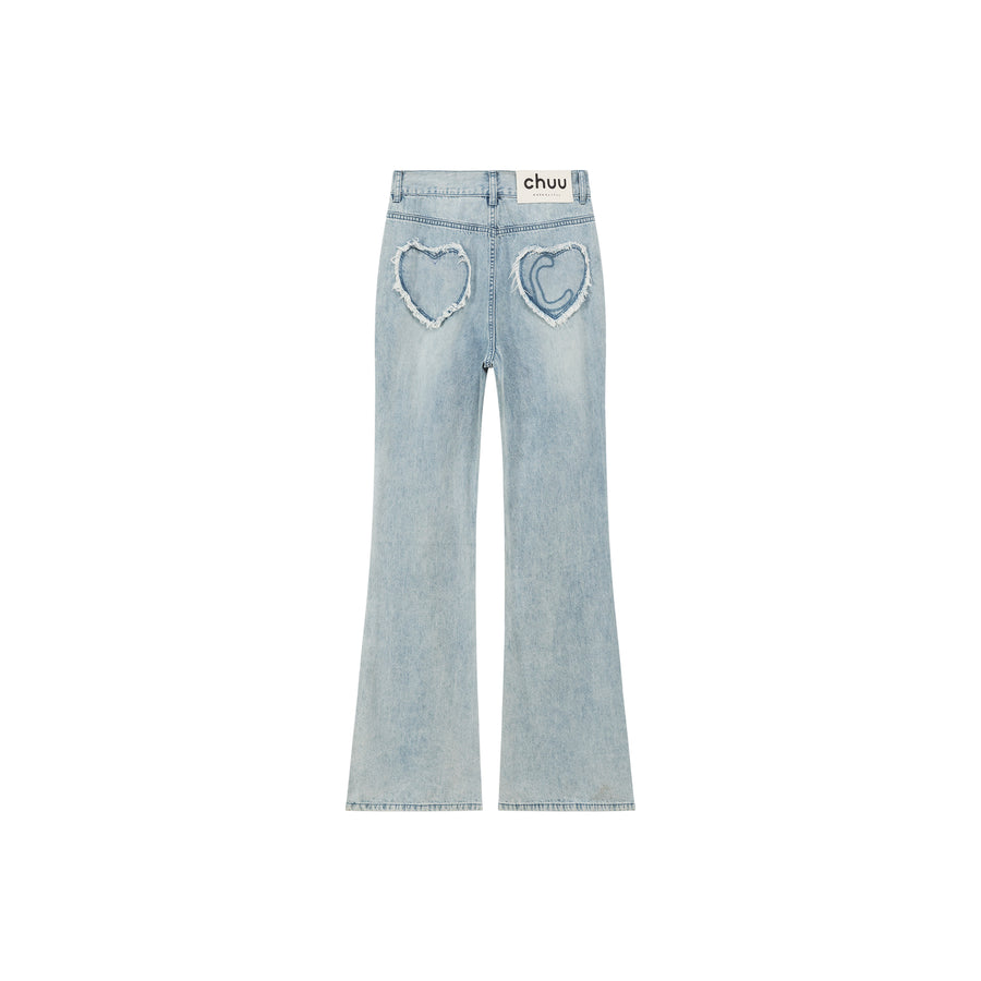 CHUU Heart Bootcut Light Wash Denim Jeans