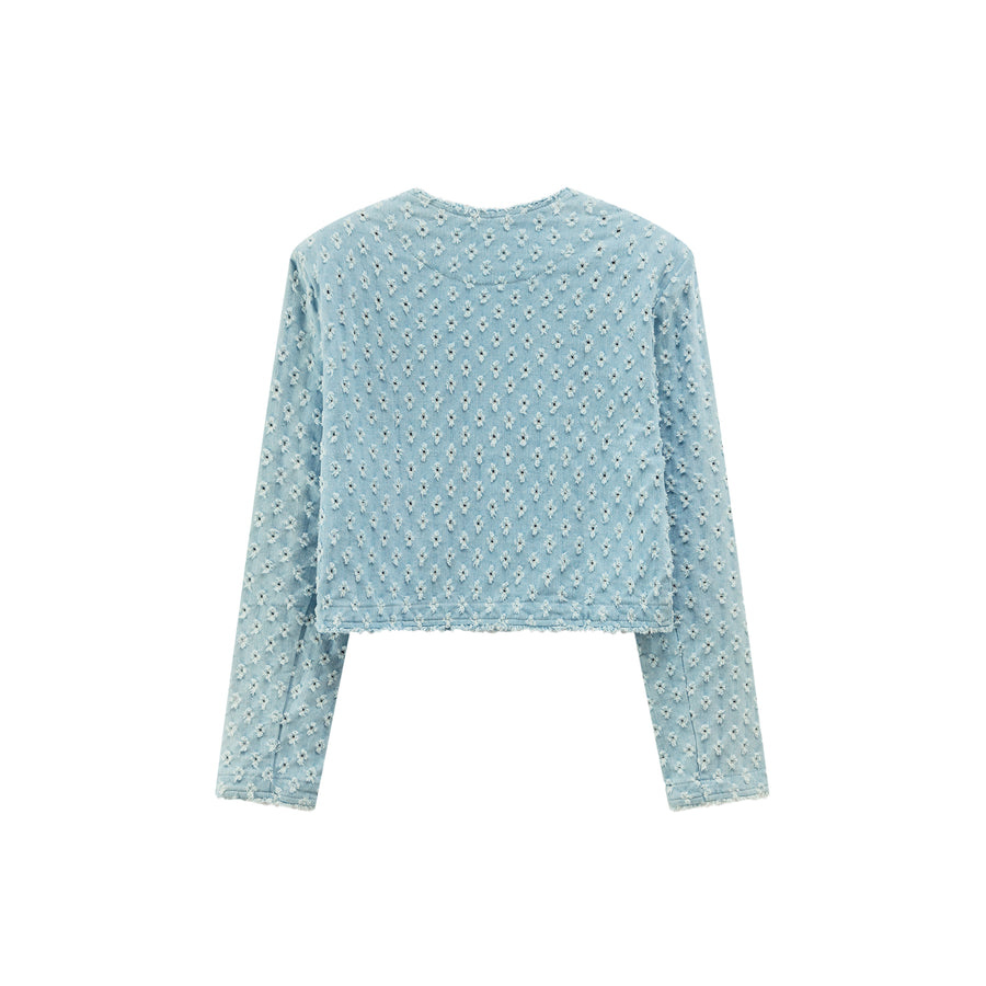 CHUU Broderie V- Neck Denim Jacket