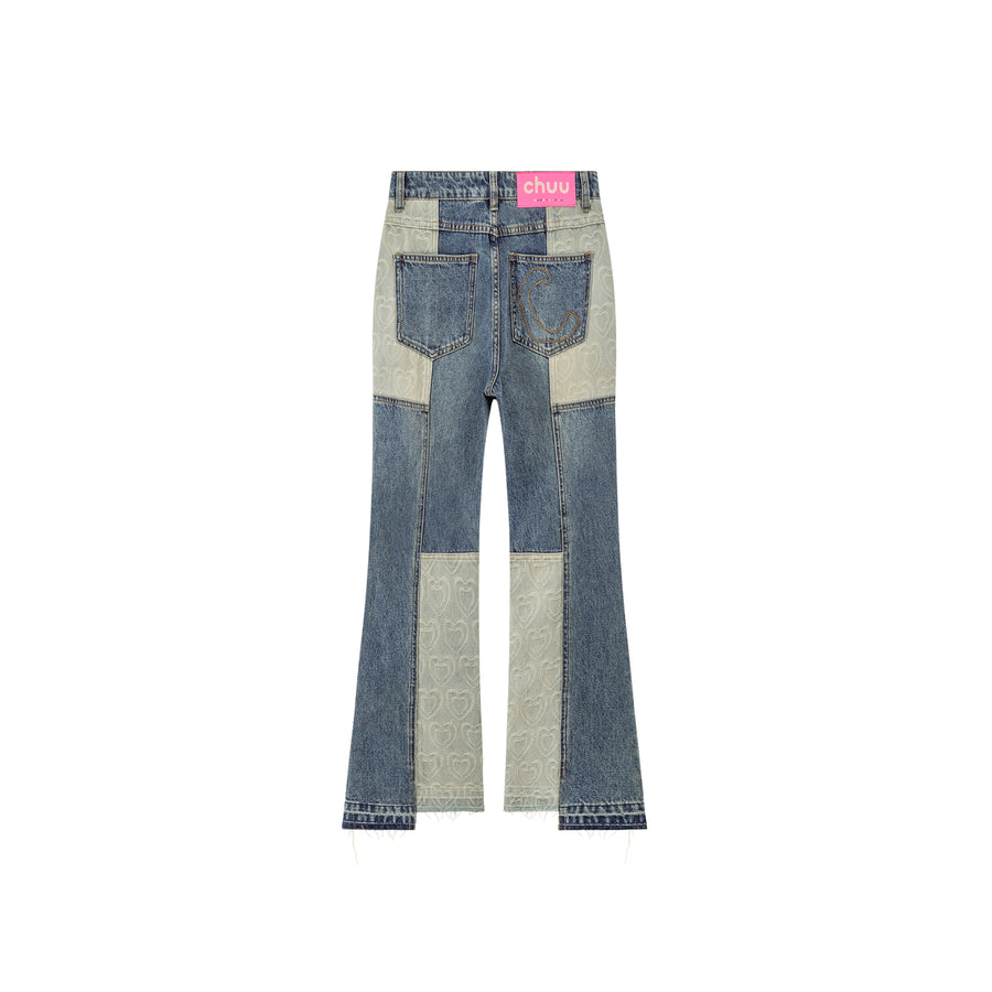 CHUU Patch High Waist Straight Jeans