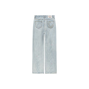 Receiving Attention Argyle Wide Denim Jeans