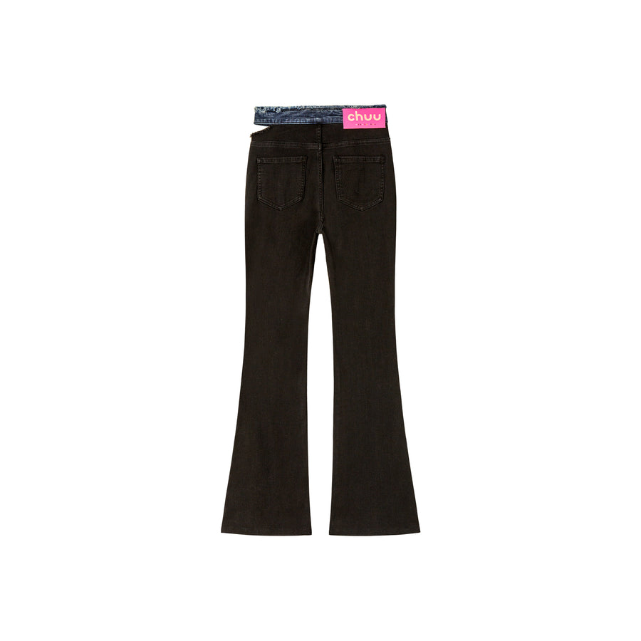 CHUU Cutout Waist Skinny Bootcut Jeans