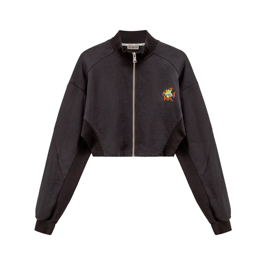 CHUU Star Embroidered Cropped Jacket