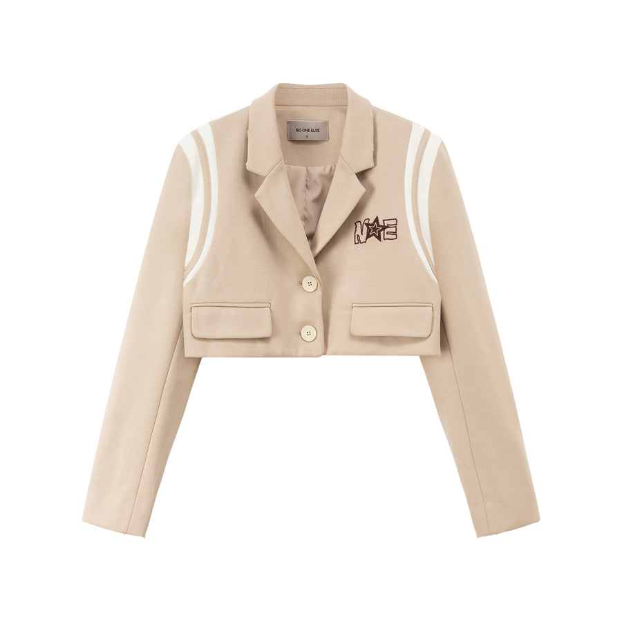 CHUU Cropped Varsity Jacket