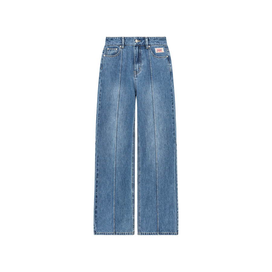 CHUU Washed Wide Line Denim Jeans