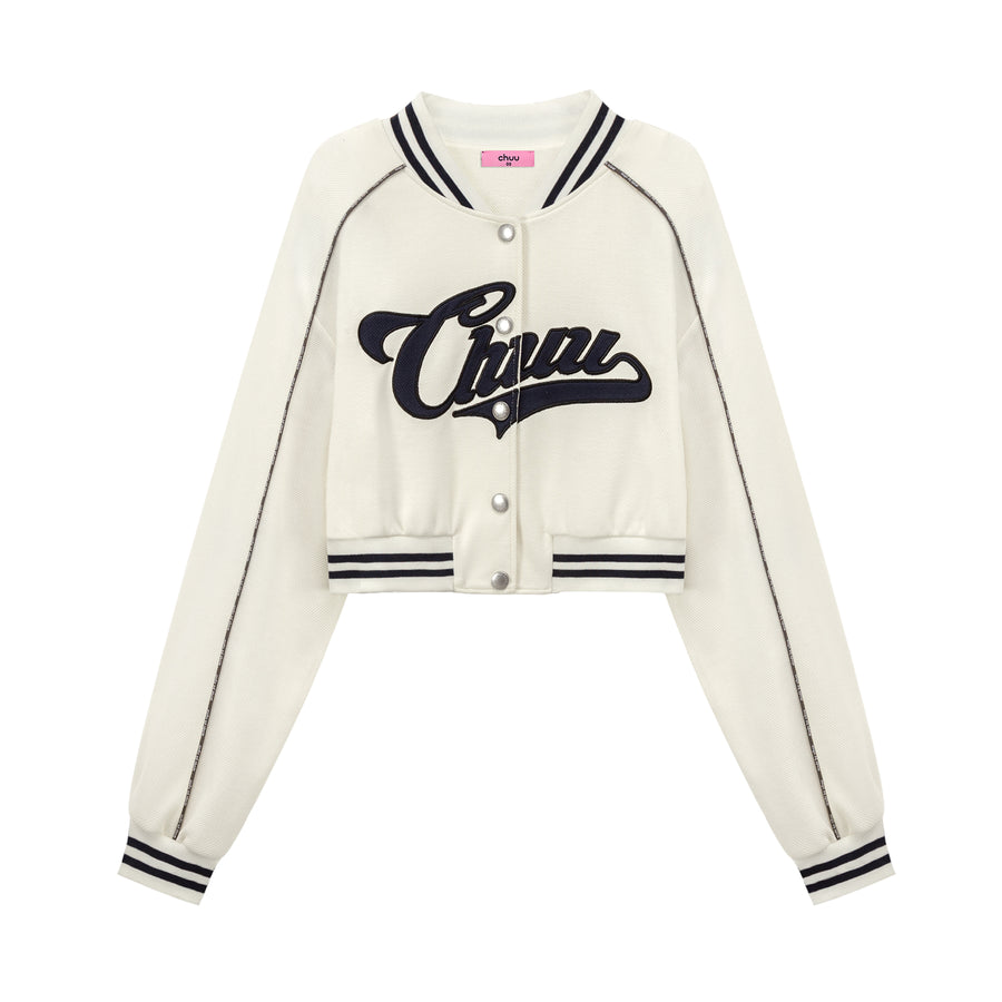 CHUU Joining Forces Crop Baseball Jacket
