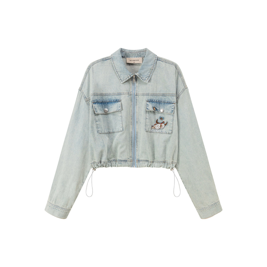 CHUU Two-Way Zip-Up Denim Jacket