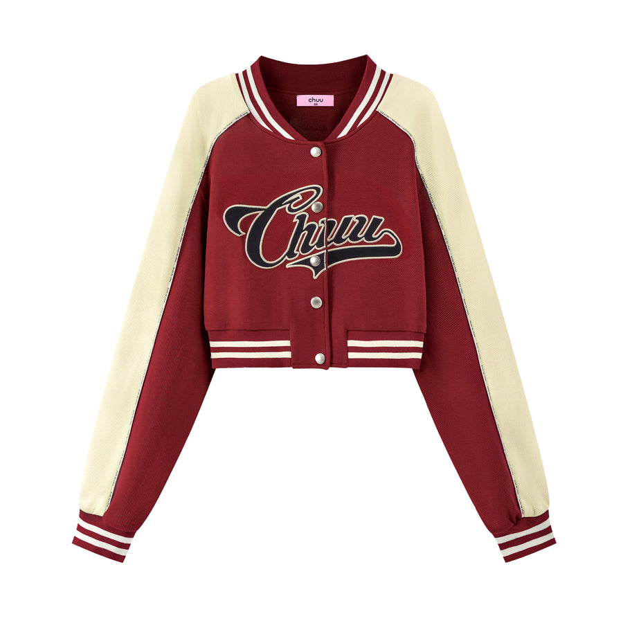 CHUU Joining Forces Crop Baseball Jacket