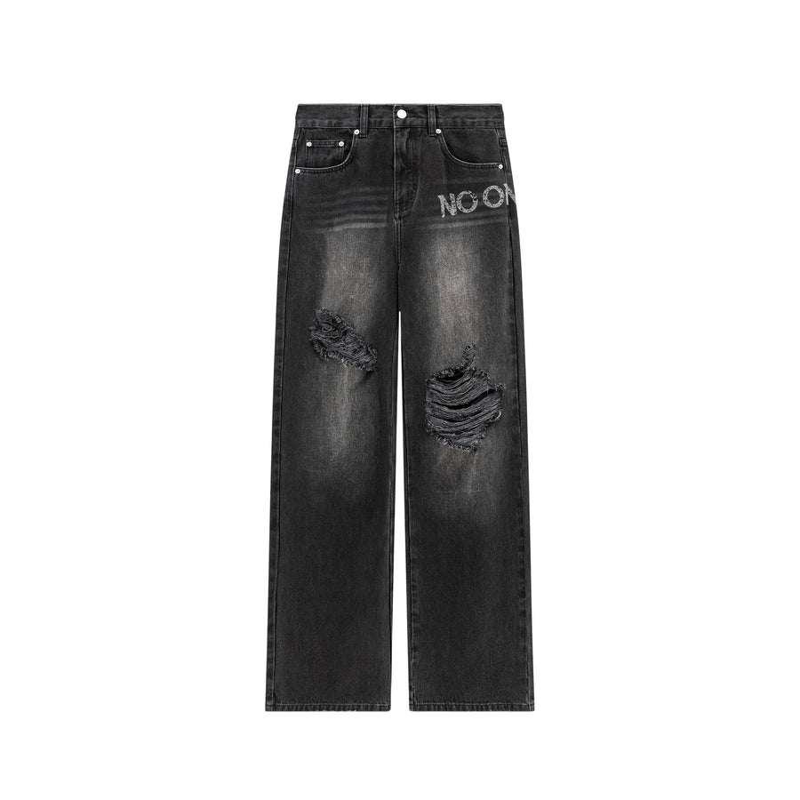 CHUU Distressed Wide Denim Jeans