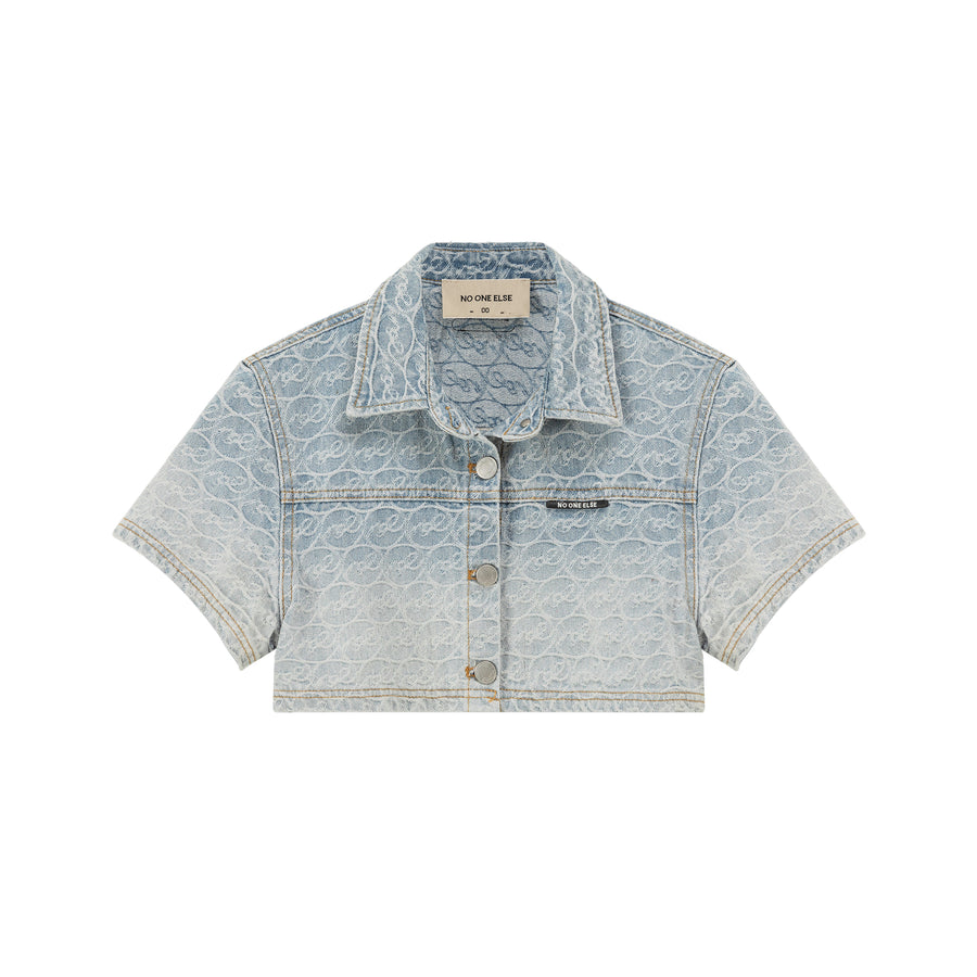 CHUU Washed Cropped Denim Jacket