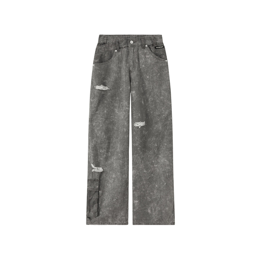 CHUU Washing Wide Distressed Denim Jeans