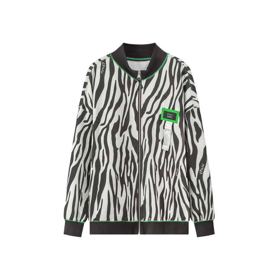 CHUU I Know Who I Am Zebra Bomber Jacket