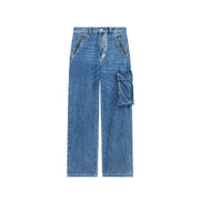 Long Cargo Pockets Wide Jeans