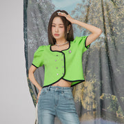 Heart Button Short Sleeve Jacket
