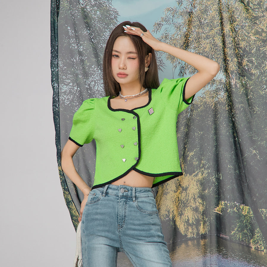 CHUU Heart Button Short Sleeve Jacket