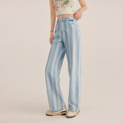 High Waist Stripe Straight Jeans
