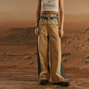 Two-Toned Wide Denim Jeans