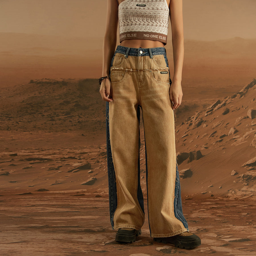 CHUU Two-Toned Wide Denim Jeans