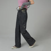 Winter Roadtrip Cargo String Straight Denim Jeans