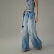 Distressed Wide Denim Jeans
