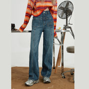 Front Pockets Straight Denim Jeans