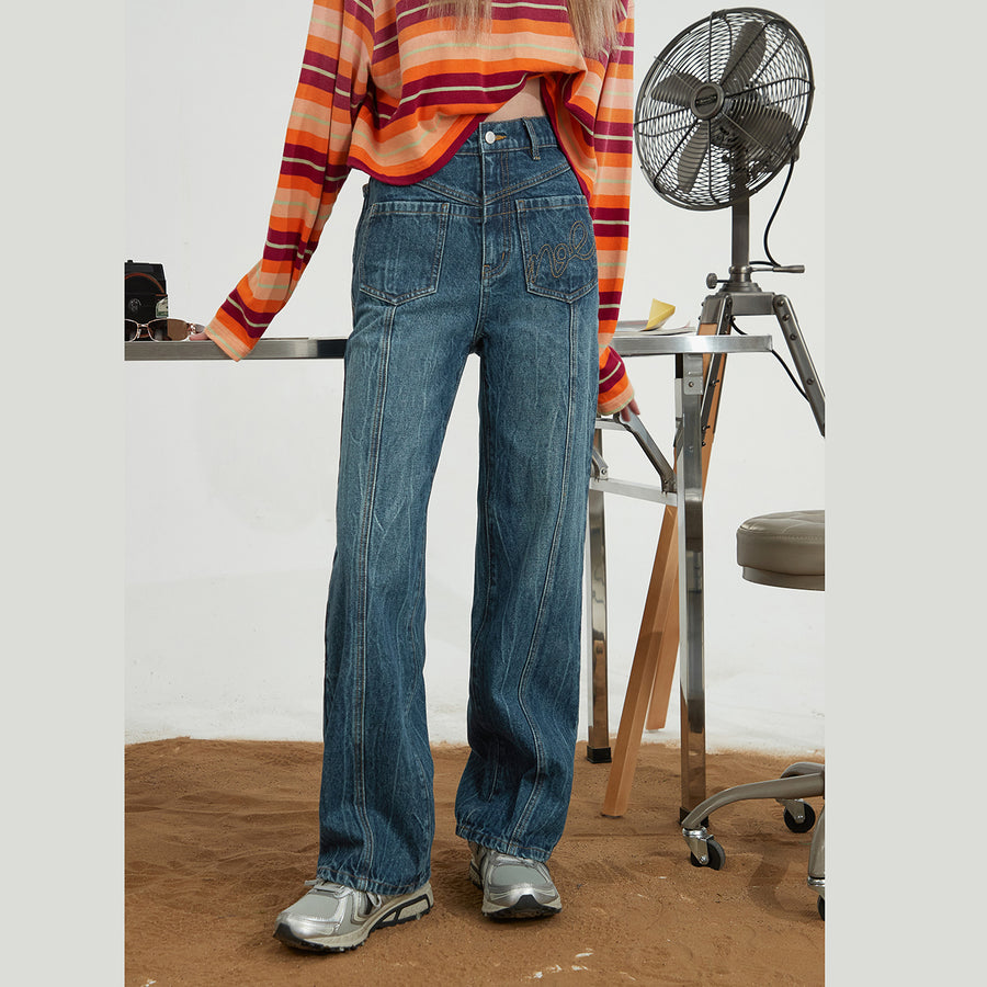 CHUU Front Pockets Straight Denim Jeans